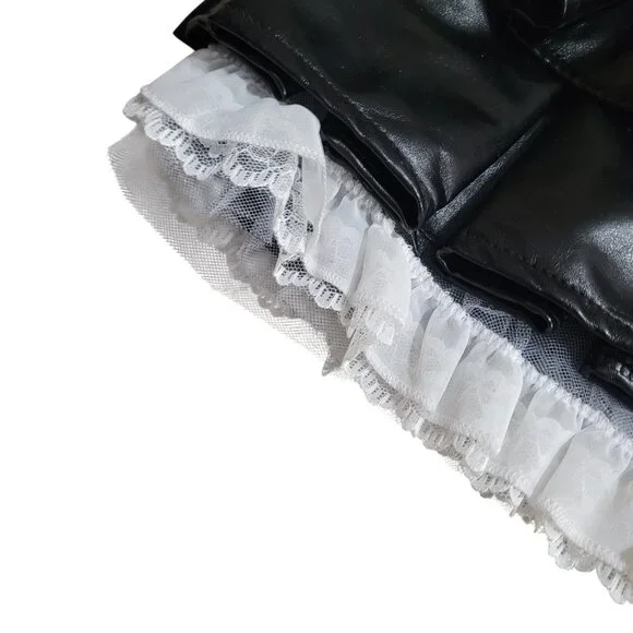 Harley Quinn Size L/XL Skirt Black Faux Leather Tutu Costume - Picture 8 of 13